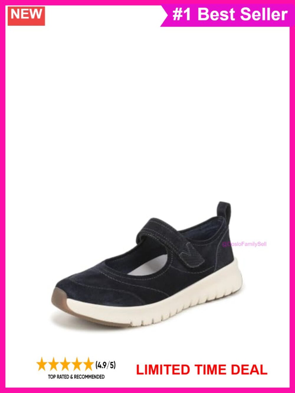 Mary Jane Sneakers Suede Leather Hook & Loop Arch Support Flexible Casual